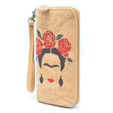 Frida Kahlo Art Cork Zipper Wallet