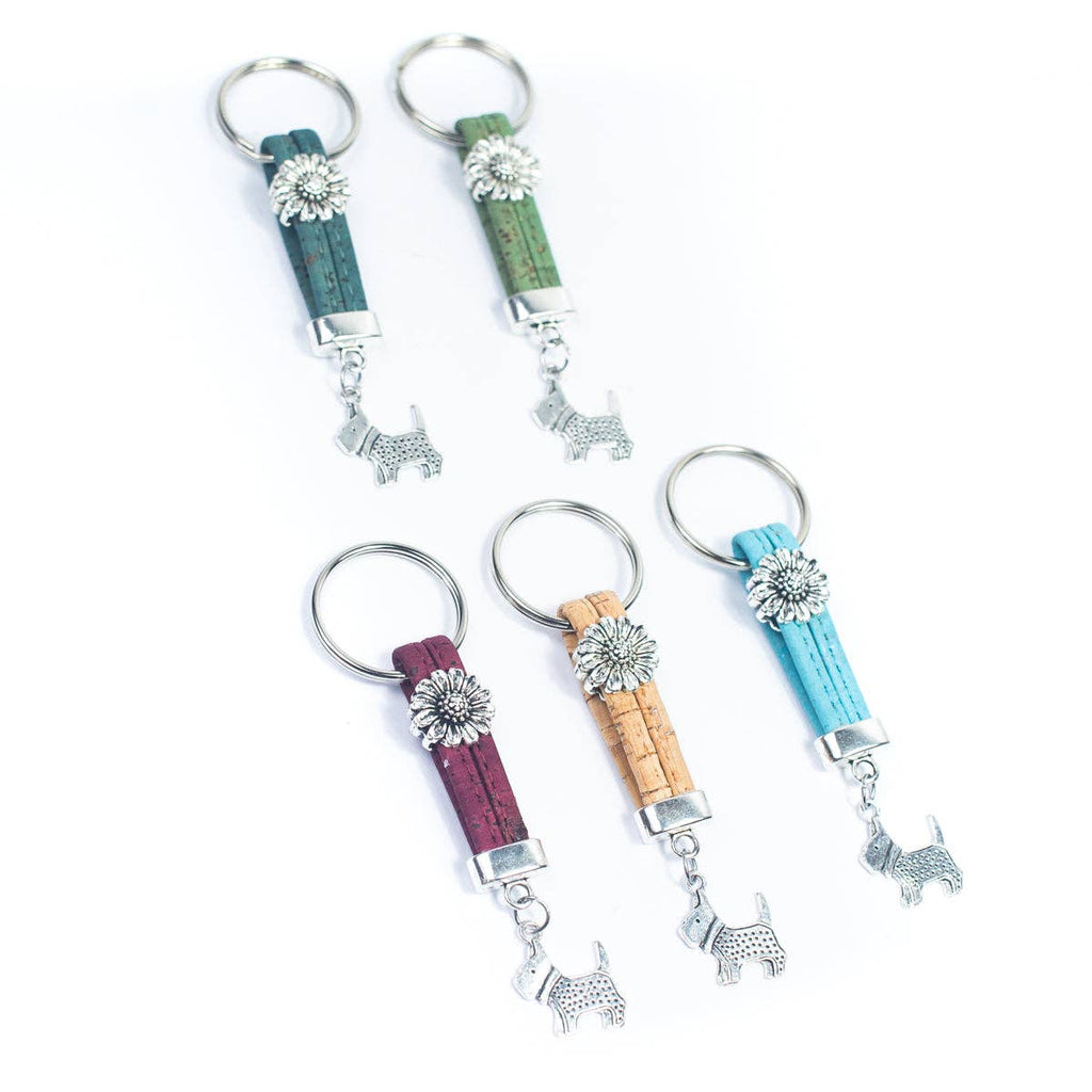 Dog Pendant & Colored cork Handmade Keychain