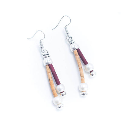 Dual color cork handmade earrings