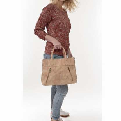 Spacious and Elegant Natural Cork Women's Handbag