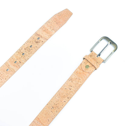 Natural Cork Men's Belt Wide withThick Black Metal