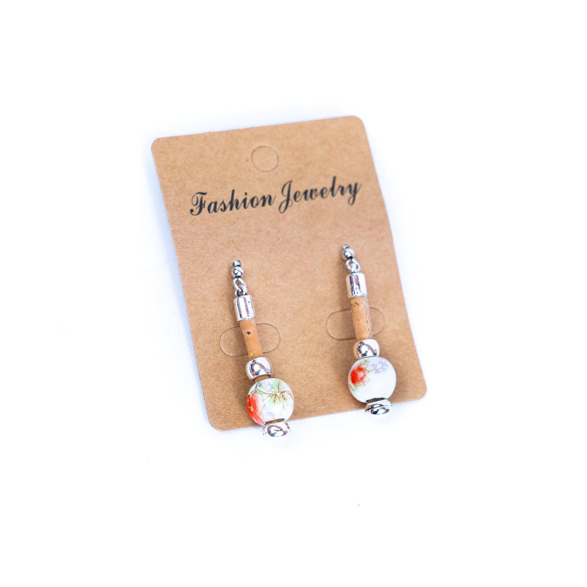 Ceramic beads & Cork handmade earrings