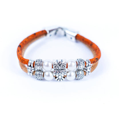 Owl & colorful Cork  handmade bracelet