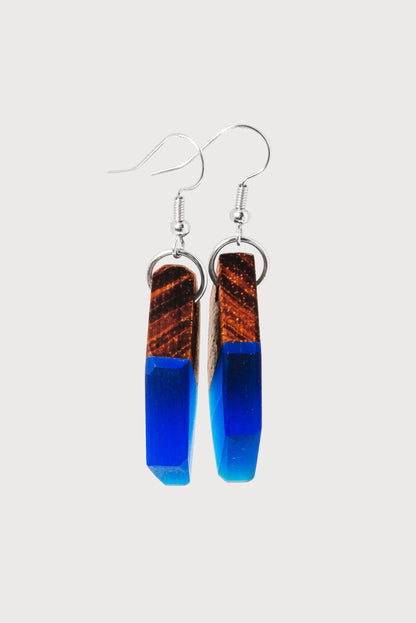 Blue Lagoon Wooden & Resin Earrings