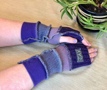 Fingerless Gloves Solid Color(s) rainbow Upcycled from sweaters