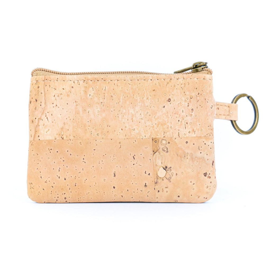 Small Cork Coin Purse with Key Ring – Floral Print