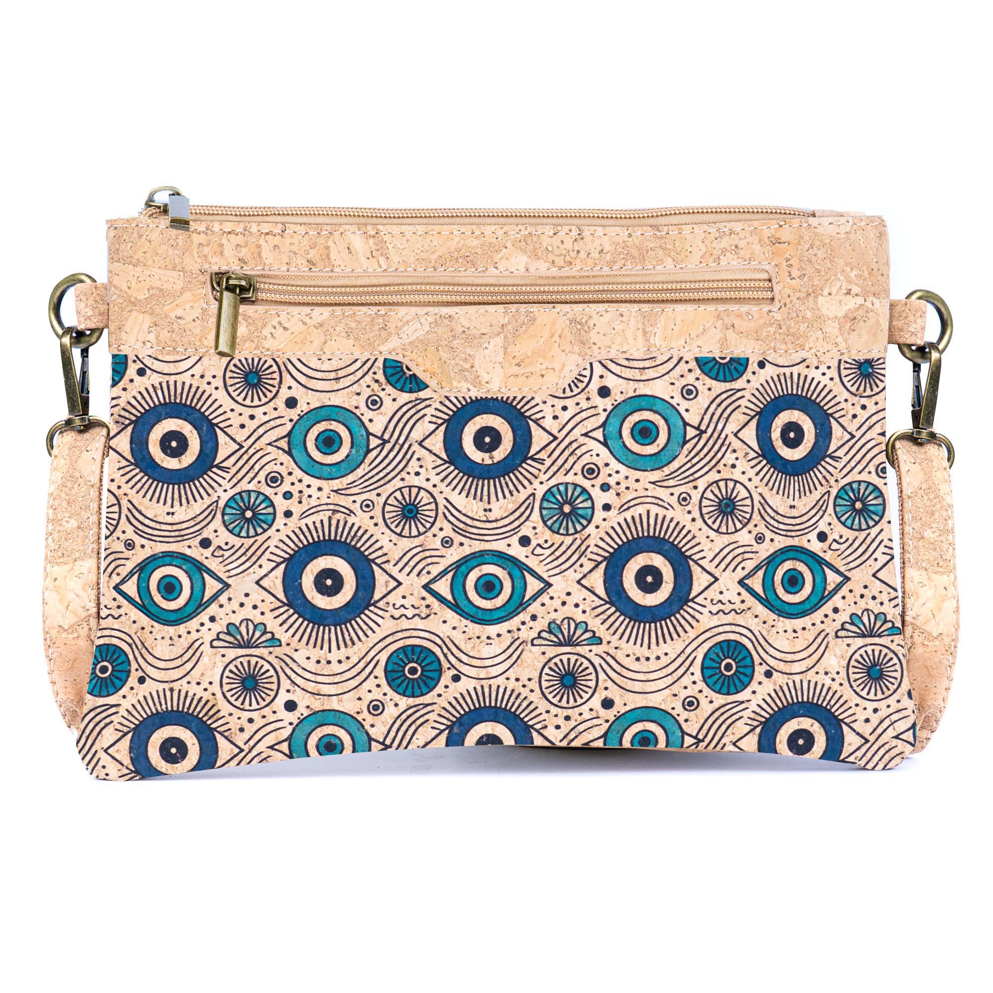 Printed Natural Cork Crossbody Bag & Clutch