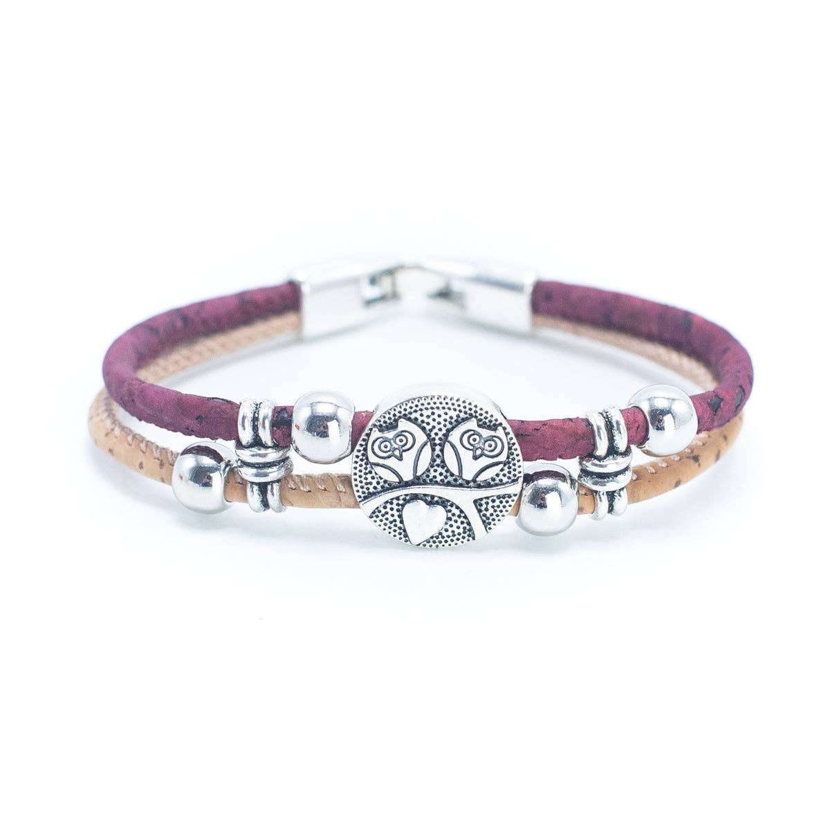 Rose Bead & Colorful Cork Bracelet