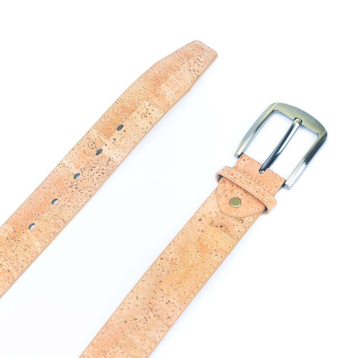 Natural Cork Men's Belt Width with Thick Black Metal Buck