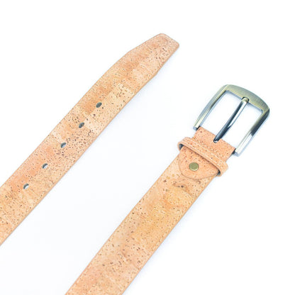 Natural Cork Men's Belt Width with Thick Black Metal Buck