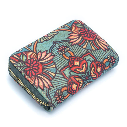 Turquoise Color Ladies Pattern Cork wallet