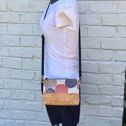 Poppies on the Hill Organic Cotton & black Cork Crossbody