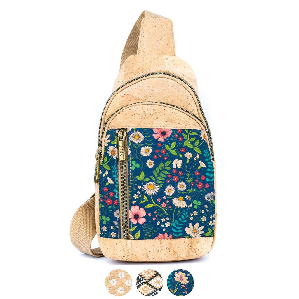 Sling Cork Bag with Adjustable Strap – Floral & Geometric Patterns