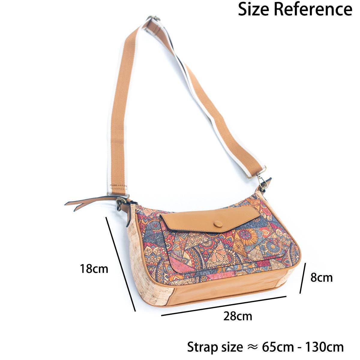 Natural Cork printed pattern messenger bag