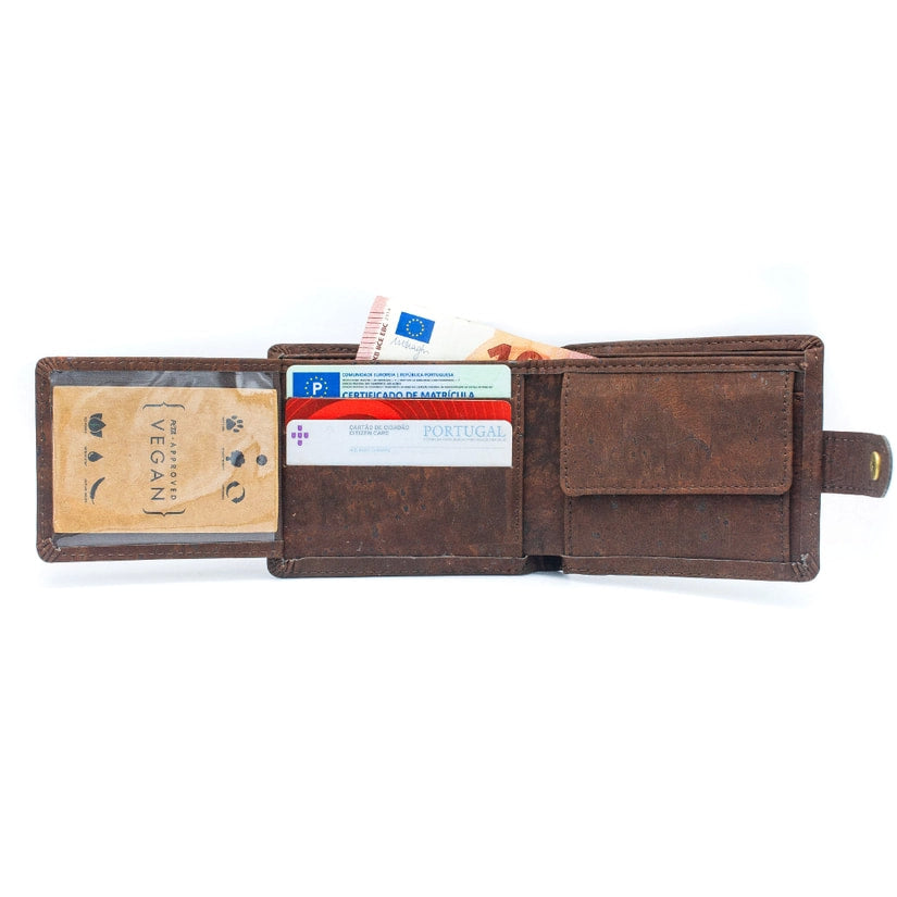 Men cork Wallet with Snap Button