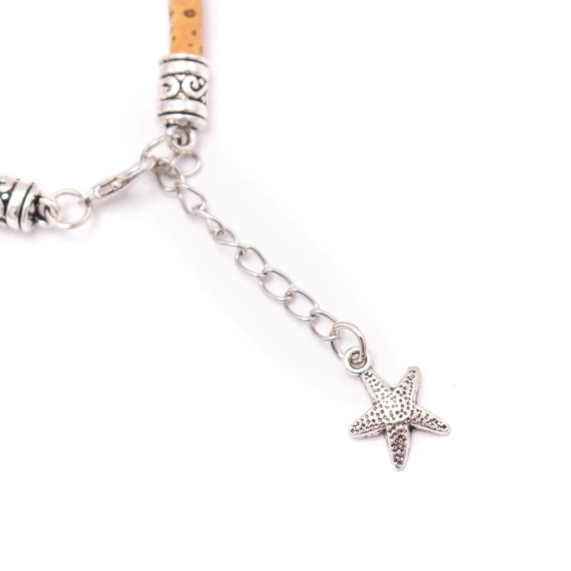 Turquoise bead & Starfish charm Cork Bracelet