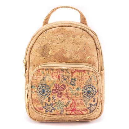 Floral Cork backpack with front pockets