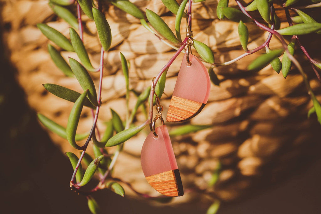 Luna (Pink) Wooden & Resin Earring