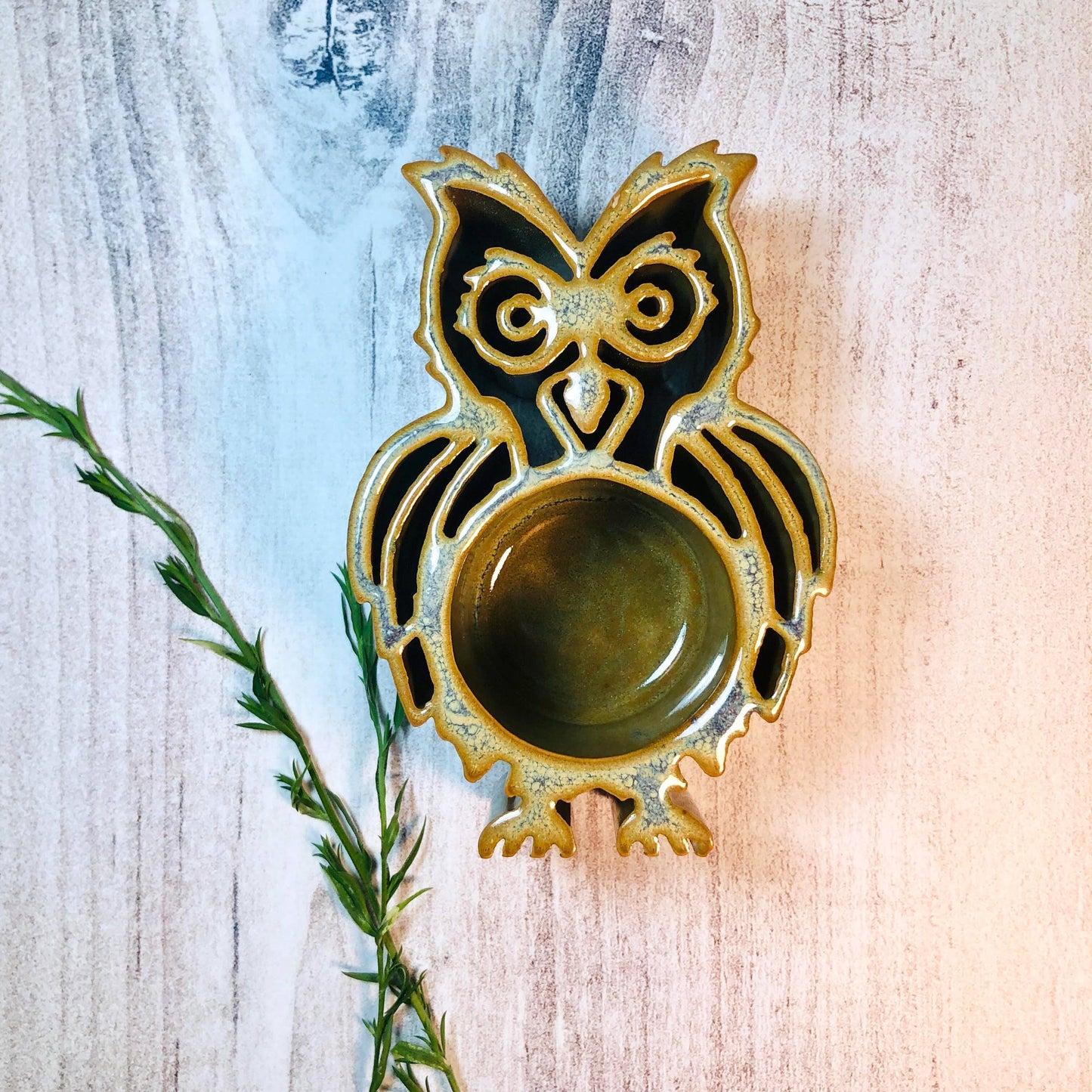 Owl CandlePot - Stoneware Bay Pottery