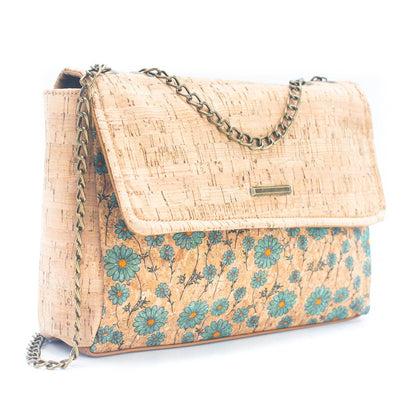 Natural Cork printed pattern messenger bag