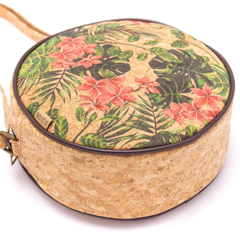 Tropical print Round Cork  Bag