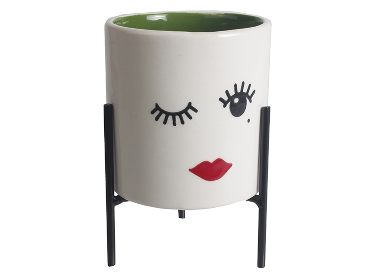 Small Cylinder Planter w/ Stand Bisqueware