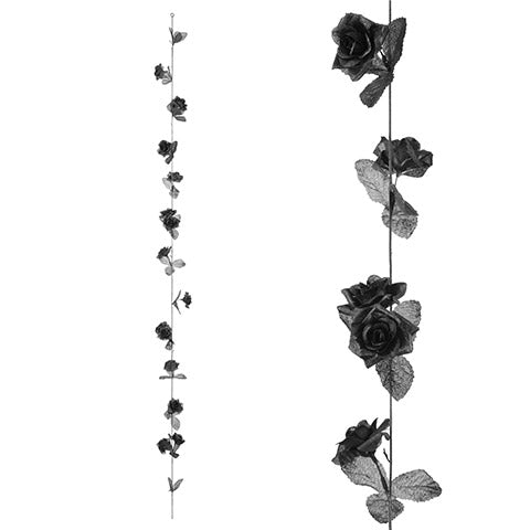 Halloween Rose Garland: Black, 3 inches x 5 feet