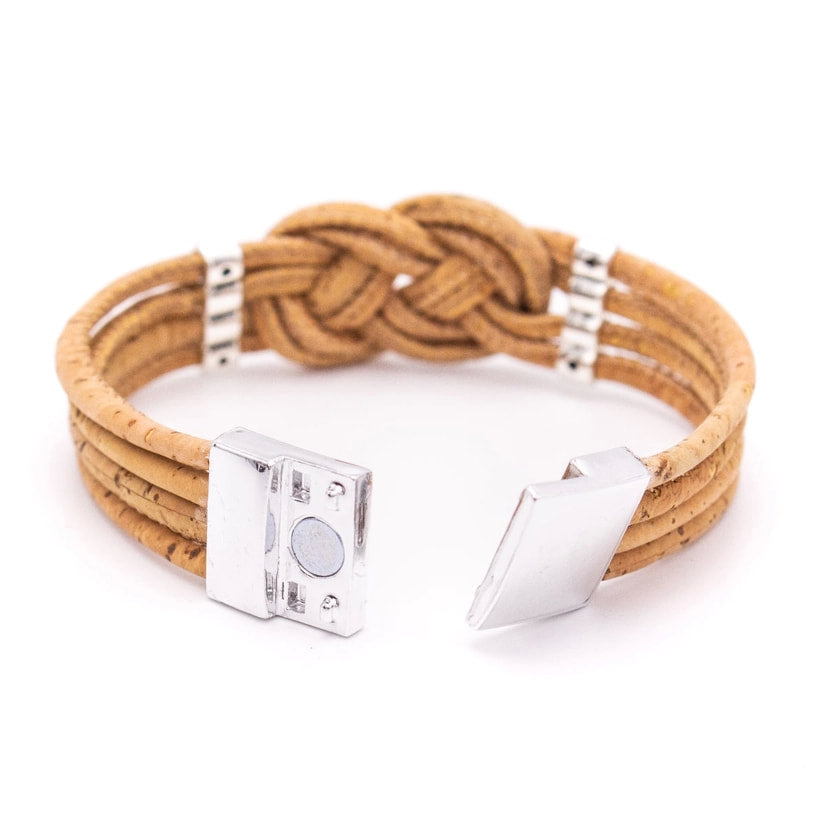 Braided Cork Bracelet With Magnet Clasp