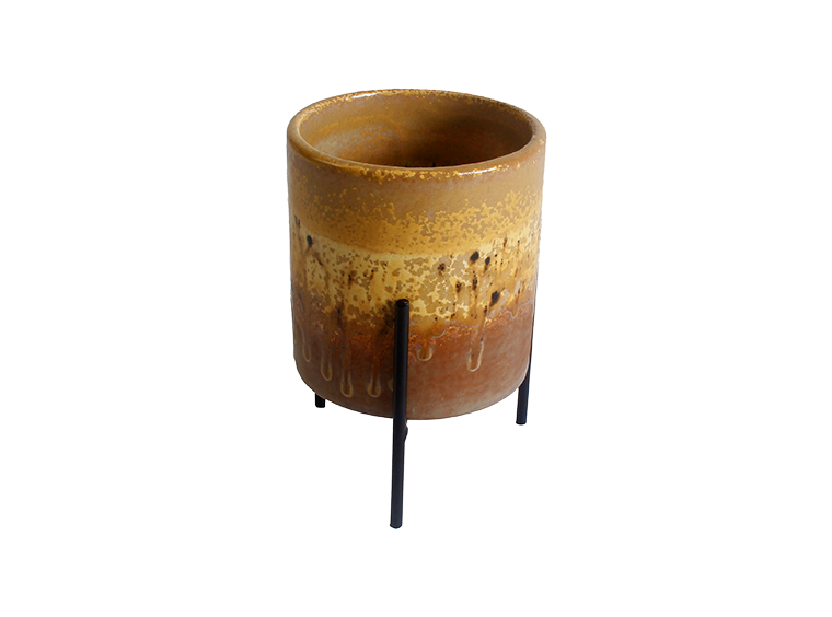Small Cylinder Planter w/ Stand Bisqueware