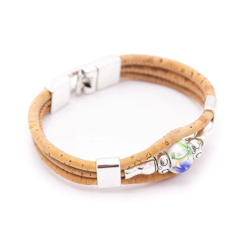 Colored Porcelain Beads Cork Bracelet
