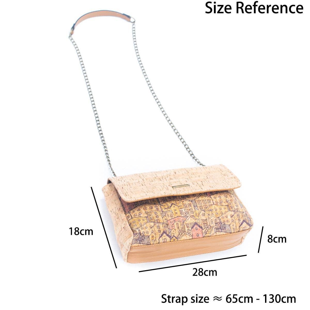 Natural Cork printed pattern messenger bag