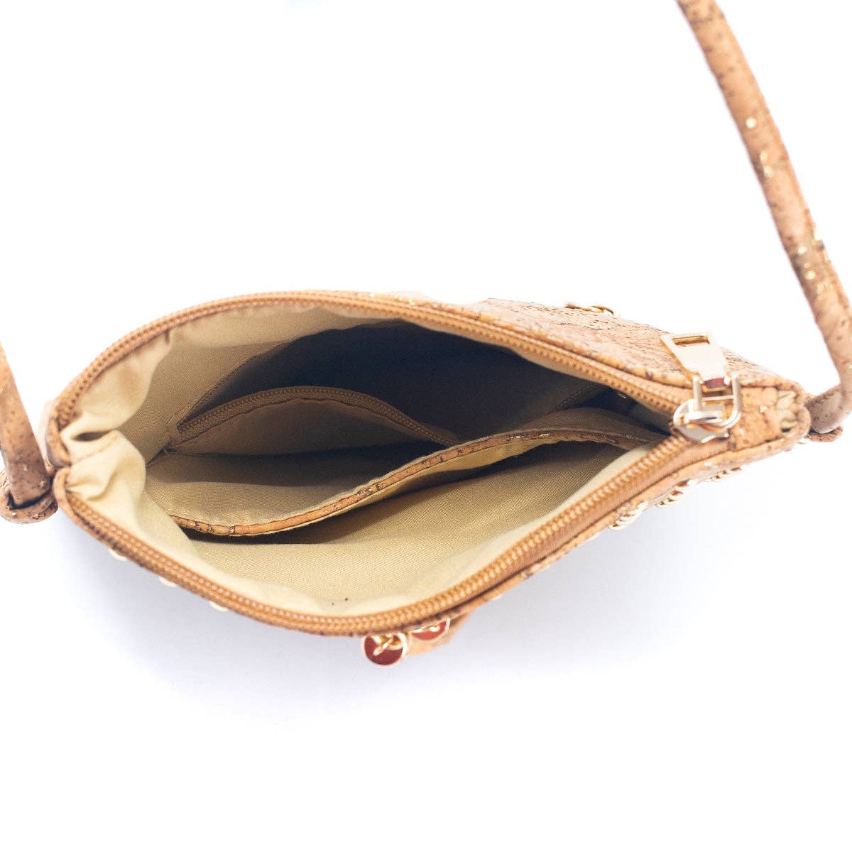 Gold and Silver Accented Cork Cut-out Crossbody Bag