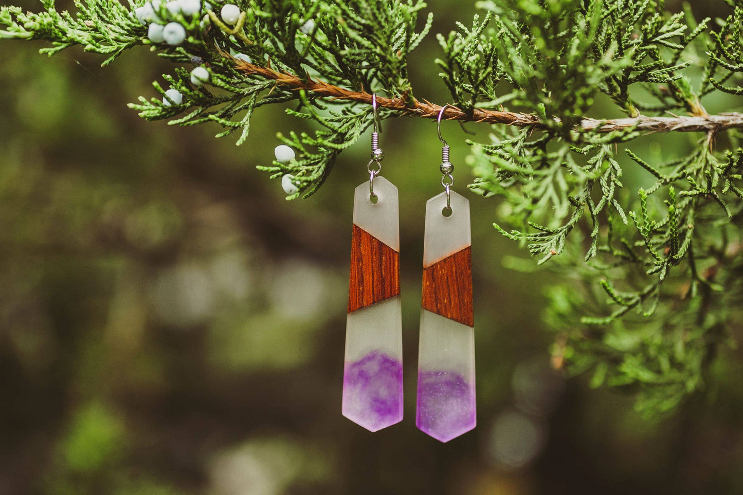 Wooden Element - Purple Rain Earring