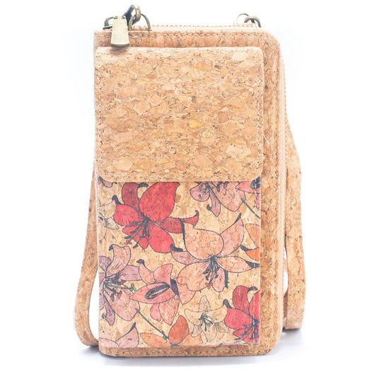 Cork Crossbody Zipper Wallet with Phone Bag