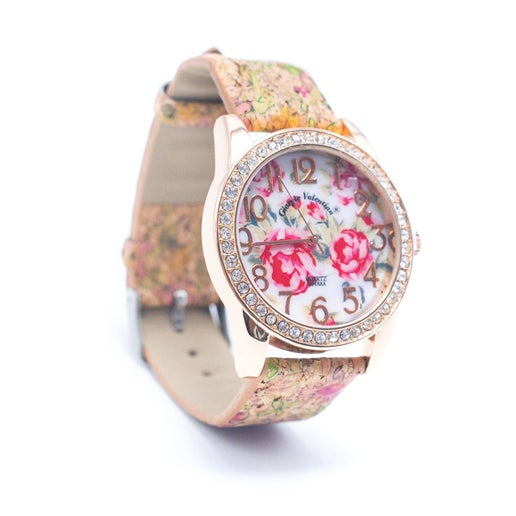 floral Natural Cork Watch