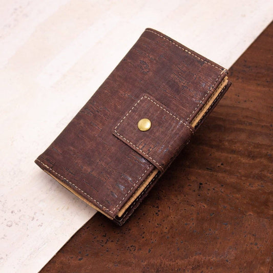 Billfold snap and zipper cork wallet