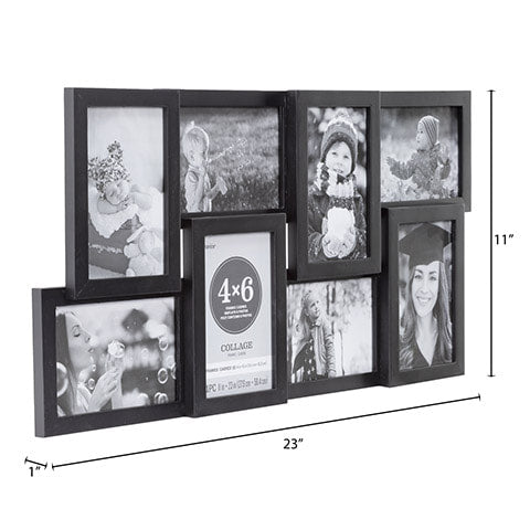 4 x 6 Collage Frame: 8 Photos, Black, 23 x 11 inches