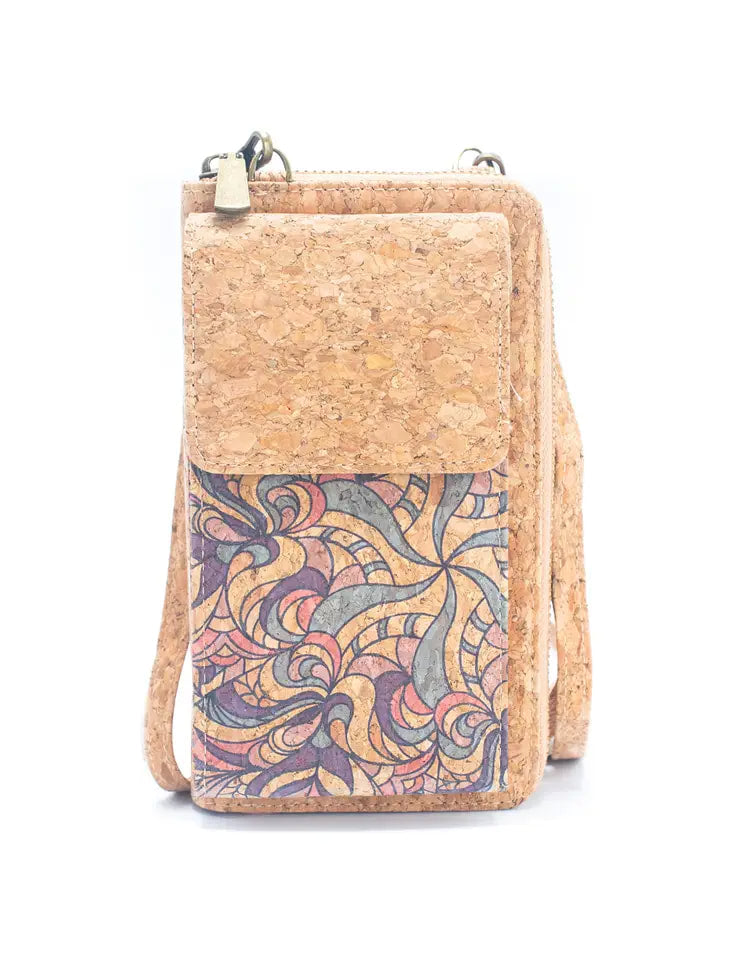 Cork Crossbody Zipper Wallet with Phone Bag