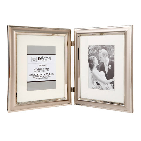 All Things You™ Hinged Silver Metal Picture Frame with Matting: 8x10 to 5x7