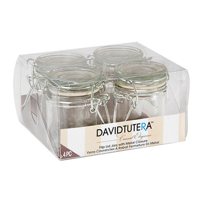 David Tutera™ 2.5 inch Flip Lid Glass Jars, 4 pack