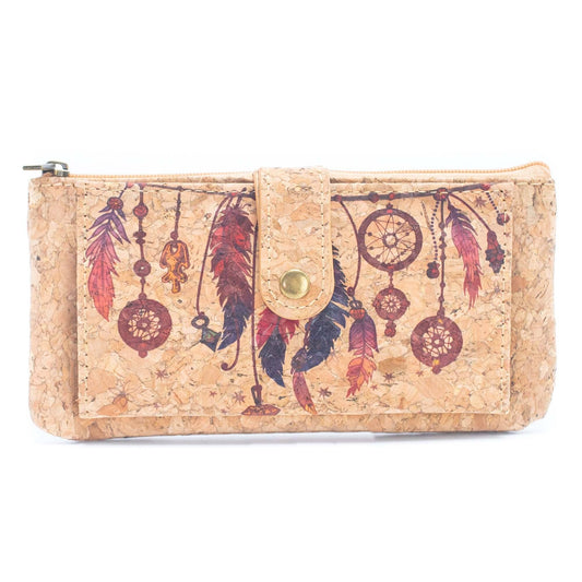 Flower pattern slim card cork wallets