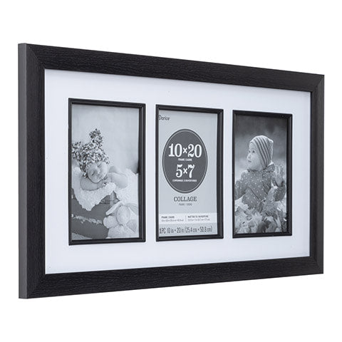 Collage Picture Frame: 3 Photos, Black, 21.7 x 17.7 inches