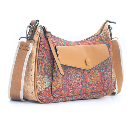 Natural Cork printed pattern messenger bag