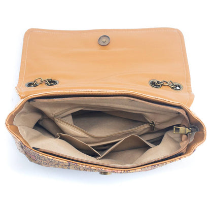 Natural Cork printed pattern messenger bag