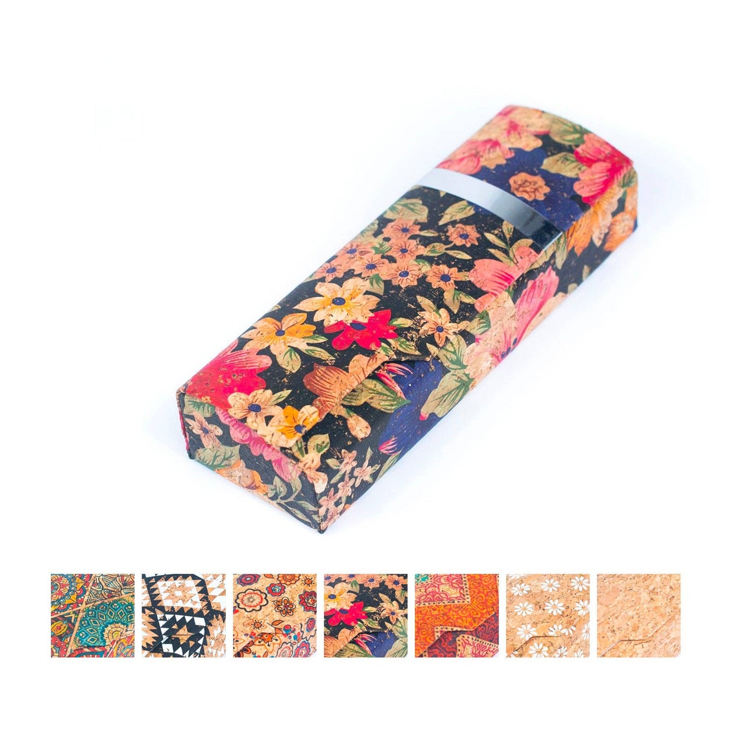 Printed cork glasses case with magnet closure