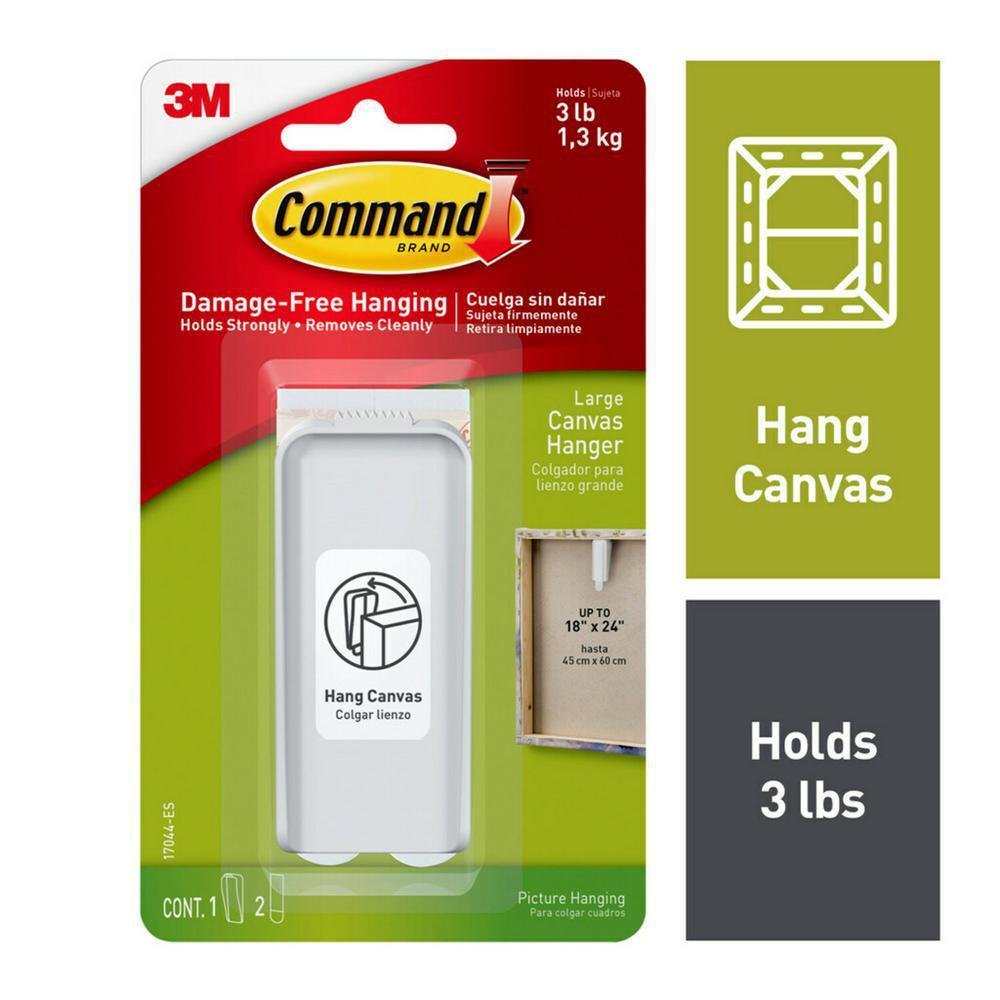 Command canvas hanger -  large, white, 1 canvas hanger, 2 strips/pack, 4 pack