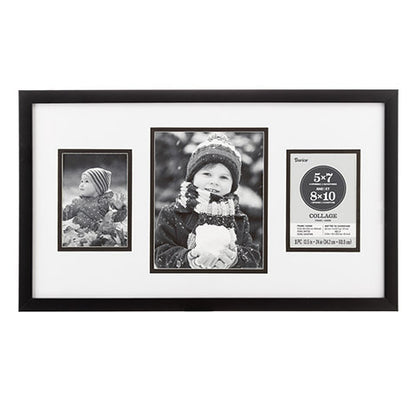 Collage Picture Frame: 3 Photos, Black, 25.3 x 14.8 inches