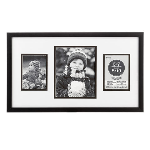 Collage Picture Frame: 3 Photos, Black, 25.3 x 14.8 inches