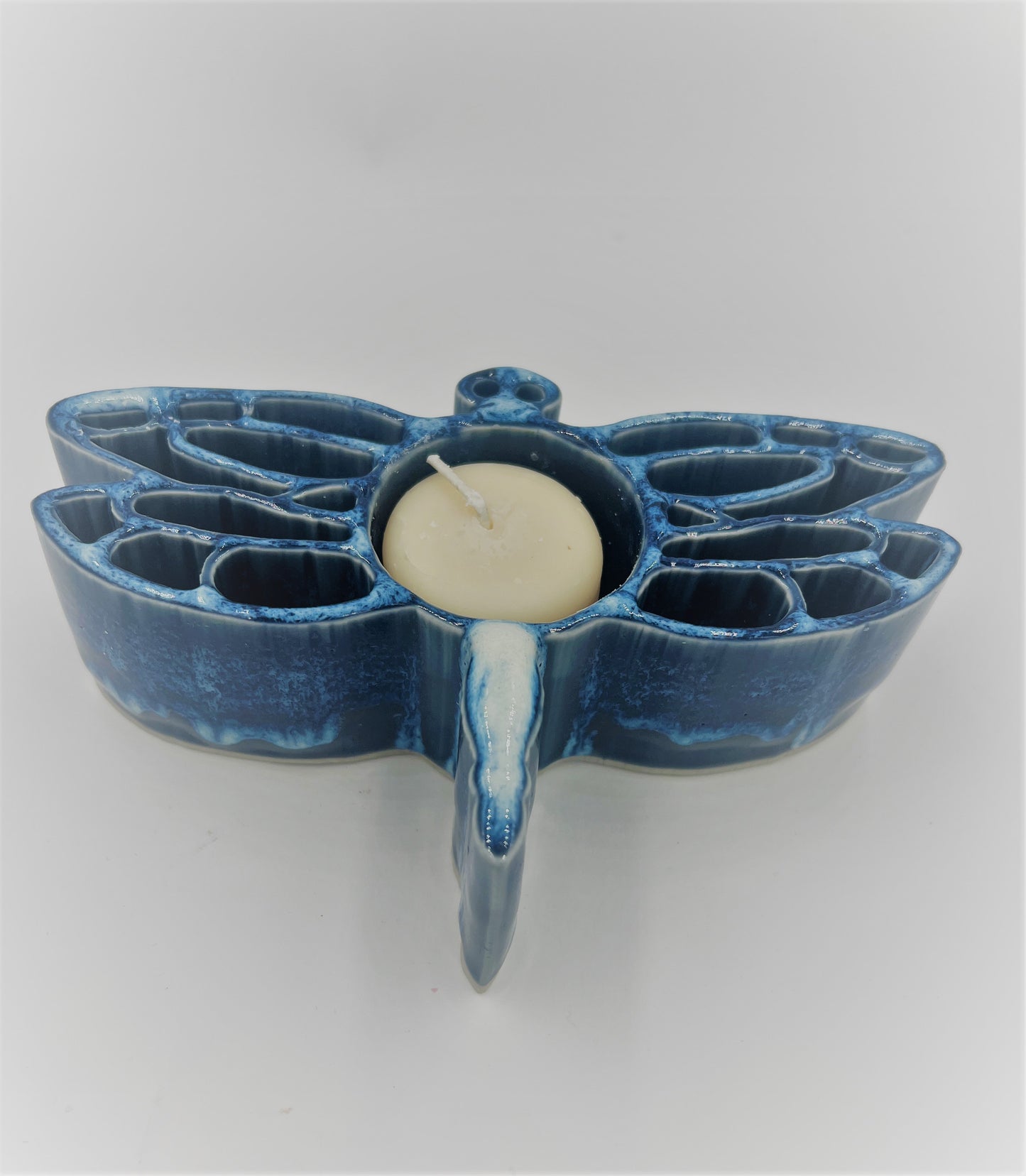 Dragonfly CandlePot - Stoneware Bay Pottery