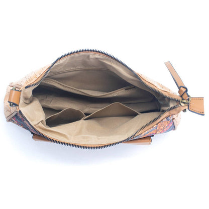 Natural Cork printed pattern messenger bag